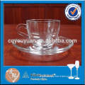 Wholesale low price new style 80ml high transparent thick glass antique coffee cups and saucers